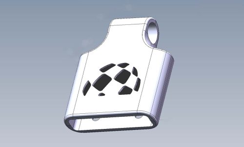 3D rendered image of the Amiga leather keychain design